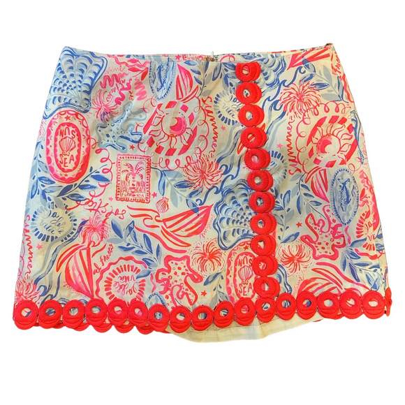 NEW LILLY PULITZER PINK AND BLUE DESIGN MINI SKORT - Picture 1 of 2
